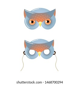 Cute wild grey owl mask, kid carnival svg