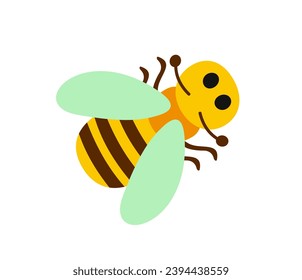 Cute wild insect. Icon or sticker with small striped bee or wasp. Flying winged bug or honey bumblebee. Funny garden or wild animal. Cartoon flat vector illustration isolated on white background