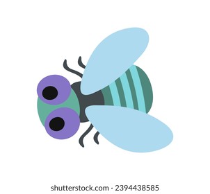Cute wild insect. Sticker with small winged fly. Flying bug. Character for children. Funny garden or wild animal. Cartoon flat vector illustration isolated on white background