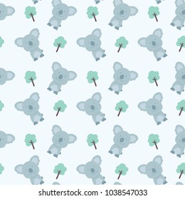 Cute wild koala animal seamless pattern. Eps 10 Vector.