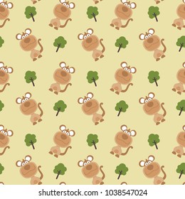 Cute wild monkey animal seamless pattern. Eps 10 Vector.