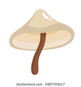 Cute Wild Mushroom Isolated On White Background, Vector Illustration, Cartoon Style