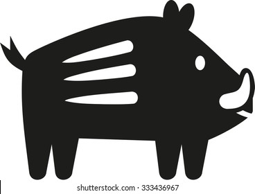 Cute wild pig icon