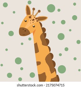 Cute wild safari African giraffe - Vector illustration. Cartoon doodle characters in scandinavian style for children.