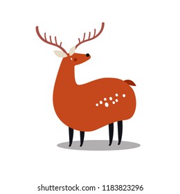 Cute wild spotted deer cartoon illustration