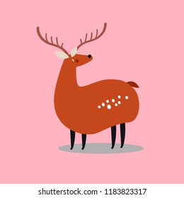 Cute wild spotted deer cartoon illustration