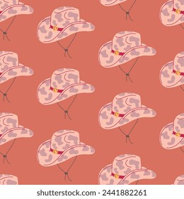 Cute Wild West Seamless Pattern With Cowboy Hat