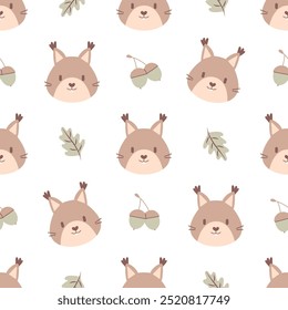 Cute wild woodland animals vector illustration. vector design for baby girls and boys, seamless pattern design, graphic and pattern design set for kids and babies.