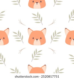 Cute wild woodland animals vector illustration. vector design for baby girls and boys, seamless pattern design, graphic and pattern design set for kids and babies.