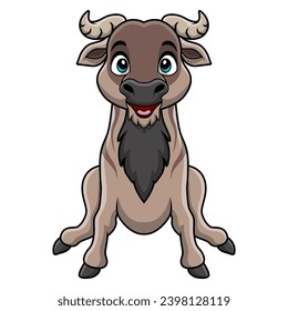 Cute wildebeest cartoon on white background