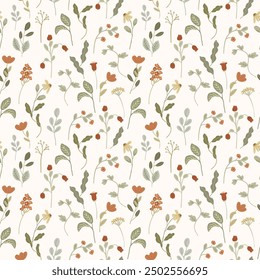 cute wildflower seamless pattern background