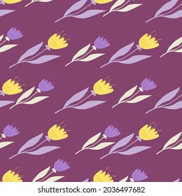 Cute wildflower seamless pattern. Decorative floral ornament. Elegant botanical design. For fabric, textile print, wrapping, cover. Modern vector illustration.