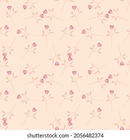 Cute wildflower seamless pattern on light background. Romantic botanical design. Floral ornament. Nature wallpaper. For fabric, textile print, wrapping, cover. Vector illustration