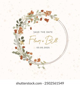 cute wildflower wreath frame background
