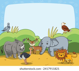 El marco de los animales salvajes. Ilustración del vector
