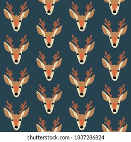 Cute wildlife deer pattern on a blue background