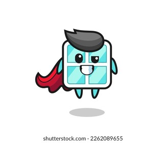 el lindo personaje de ventana como superhéroe volador, diseño de estilo lindo para camiseta, pegatina, elemento logo