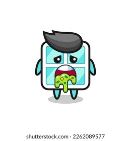 el tierno personaje de la ventana con puke , diseño de estilo lindo para camiseta, pegatina, elemento logo