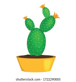 Cute window houseplant cactus icon. Cartoon of cute window houseplant cactus vector icon for web design isolated on white background