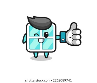 cute window with social media thumbs up symbol , cute style design for t shirt, sticker, logo element