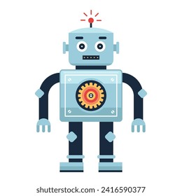 cute wind-up robot toy. flat vector illustration.