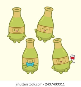 Cute Wine Cartoon Character Illustration