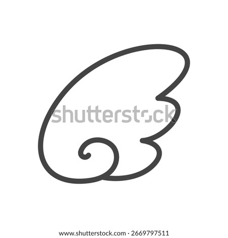 Cute wing icon. Hand drawn illustration of small angel wing. Kawaii sticker. Vector 10 EPS.