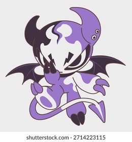 Lindo demonio alado. Personaje gracioso. Diseño de personajes de dibujos animados. EPS 10.
