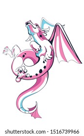 
Cute winged dragon flies up