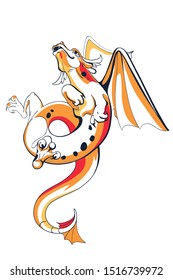 
Cute winged dragon flies up
