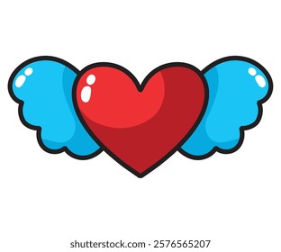 Cute winged heart vector design