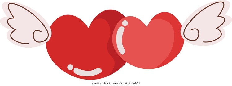 Cute Winged Hearts Illustration Valentine