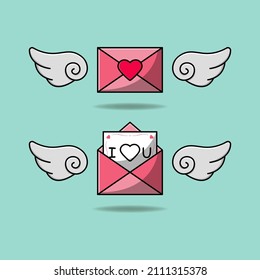 Cute Winginginged Liebesbrief, Vektorgrafik