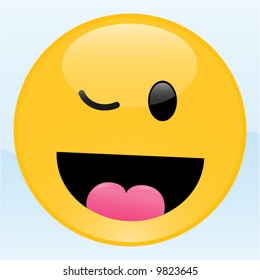 Cute winking smiley with wide smile