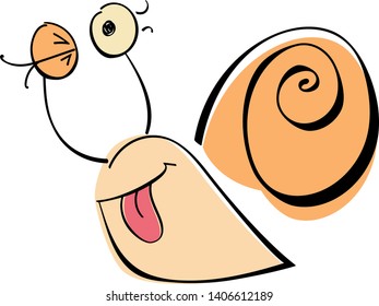 Cute winking snail with orange shell sticking his tongue out, Vector illustration
Grouped objects and separate layers. EPS 10 file
Vector illustration suitable for emoticon, greetings, jokes ect.