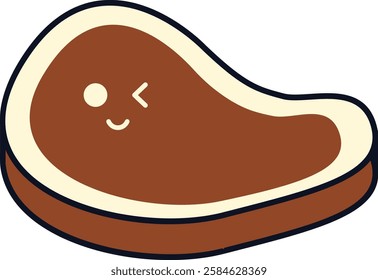 Cute winking steak vector illustration