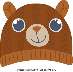 Cute Winter Bear Style Hat Vector Illustration