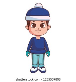 cute winter boy cartoon