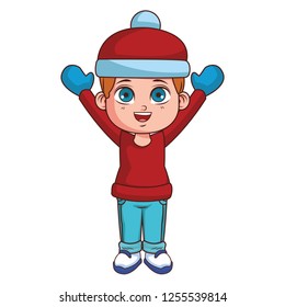 cute winter boy cartoon