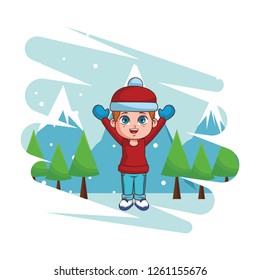 cute winter boy cartoon