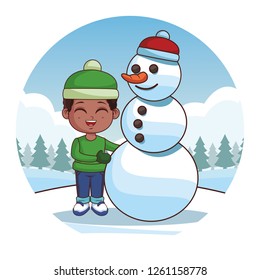 cute winter boy cartoon