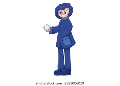 Cute Winter Boy Character Design Illustration