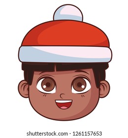 cute winter boy face cartoon