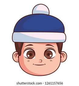 cute winter boy face cartoon