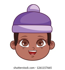 cute winter boy face cartoon