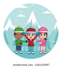 cute winter children cartoon