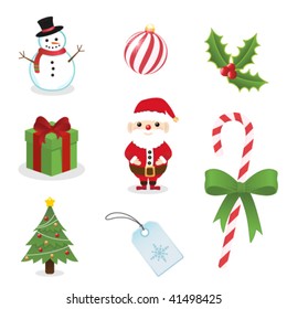 Cute winter christmas icon set
