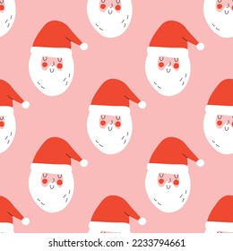Cute winter Christmas Santa Claus pattern in cartoon style in vector. Design for winter decoration interior, print posters, greeting card, business banner, wrapping. 