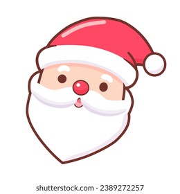 Cute winter Christmas Santa Claus head cartoon style in vector. flat design.