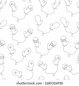 Curso invierno Navidad sin fisuras con mitones dibujados a mano. Textura de los niños de Año Nuevo